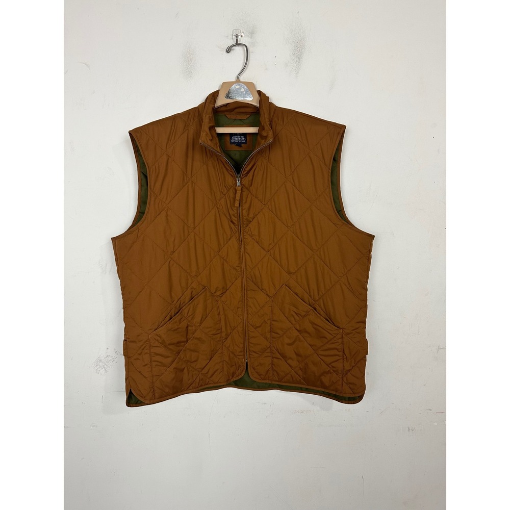 J.Crew Authentic Outerwear Men XXL Quilted Vest Brown Full Zip Re-Imagined XXL